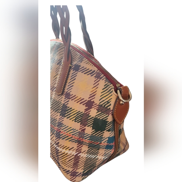 EUC Dooney & Bourke Plaid Designer Tote Bag - Brown and Tan - Picture 4 of 9